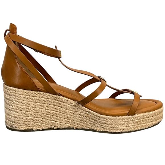 Franco Sarto Brown Leather Gladiator Strappy Platform 3" Wedge Sandal Women 10 - Picture 3 of 9